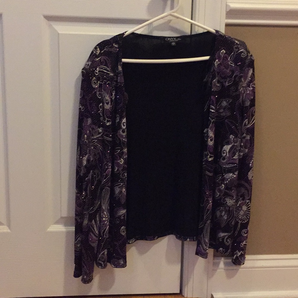 Purple Floral Cardigan/Blazer